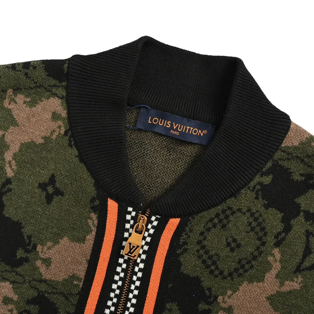 Louis Vuitton/Louis Vuitton 24Fw Western denim jacquard camouflage knitted jacket